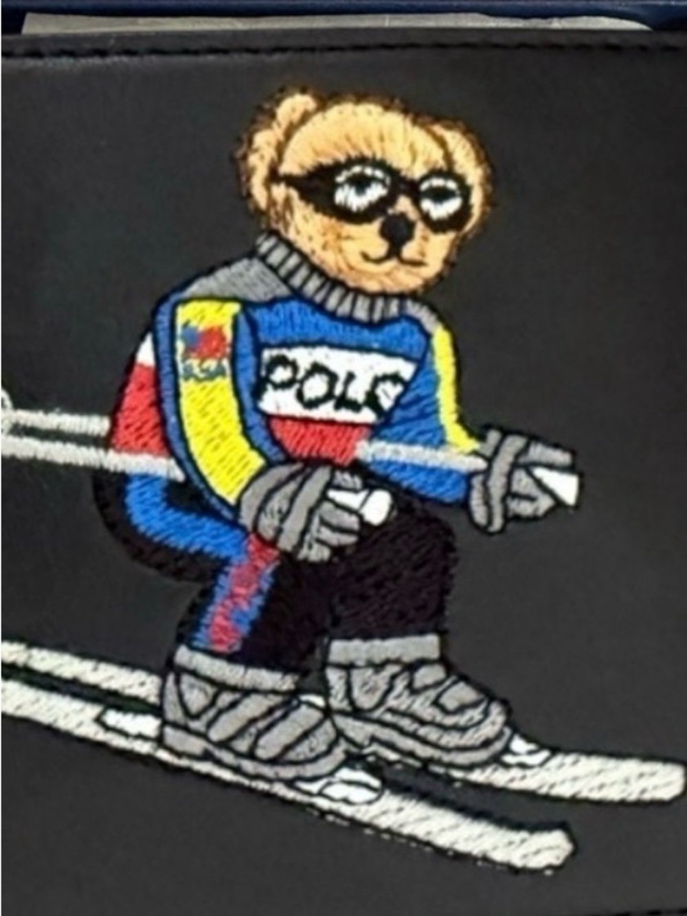 Polo Ralph Lauren Embroidered Ski Bear Leather Card Holder Black NWT OS - Picture 11 of 17